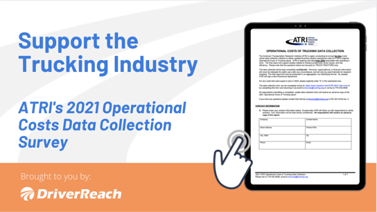 Support the Trucking Industry: ATRI's 2021 Operational Costs Data Collection Survey