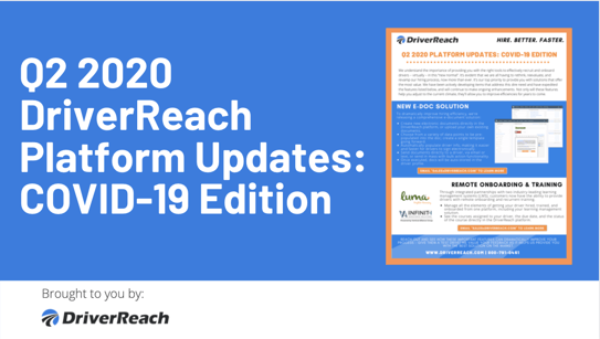 Q2 2020 DriverReach Platform Updates: COVID-19 Edition