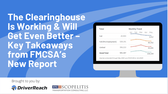 The Clearinghouse Is Working & Will Get Even Better – Key Takeaways from FMCSA’s New Report